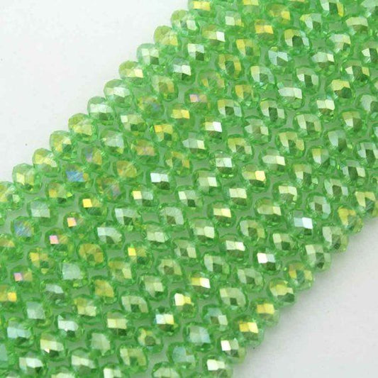 Medium Green Rainbow Shine Crystal Beads (10mm, 8mm, 6mm, 4mm)