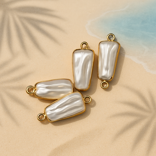 Baroque Pearl with Golden Framing Long rectangle